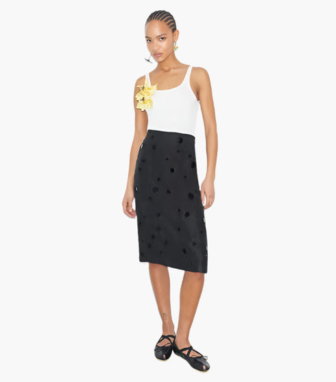 Black - Embellished Mirror Skirt - GLAM MODA